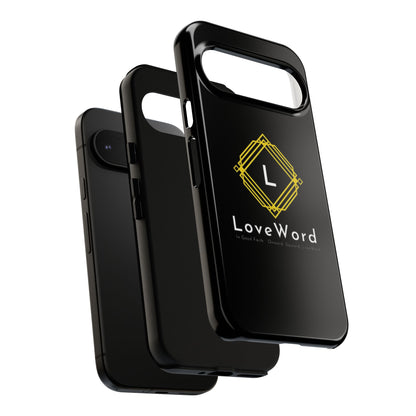 LoveWord Monogram Tough Phone Case — Black Protective iPhone Cover