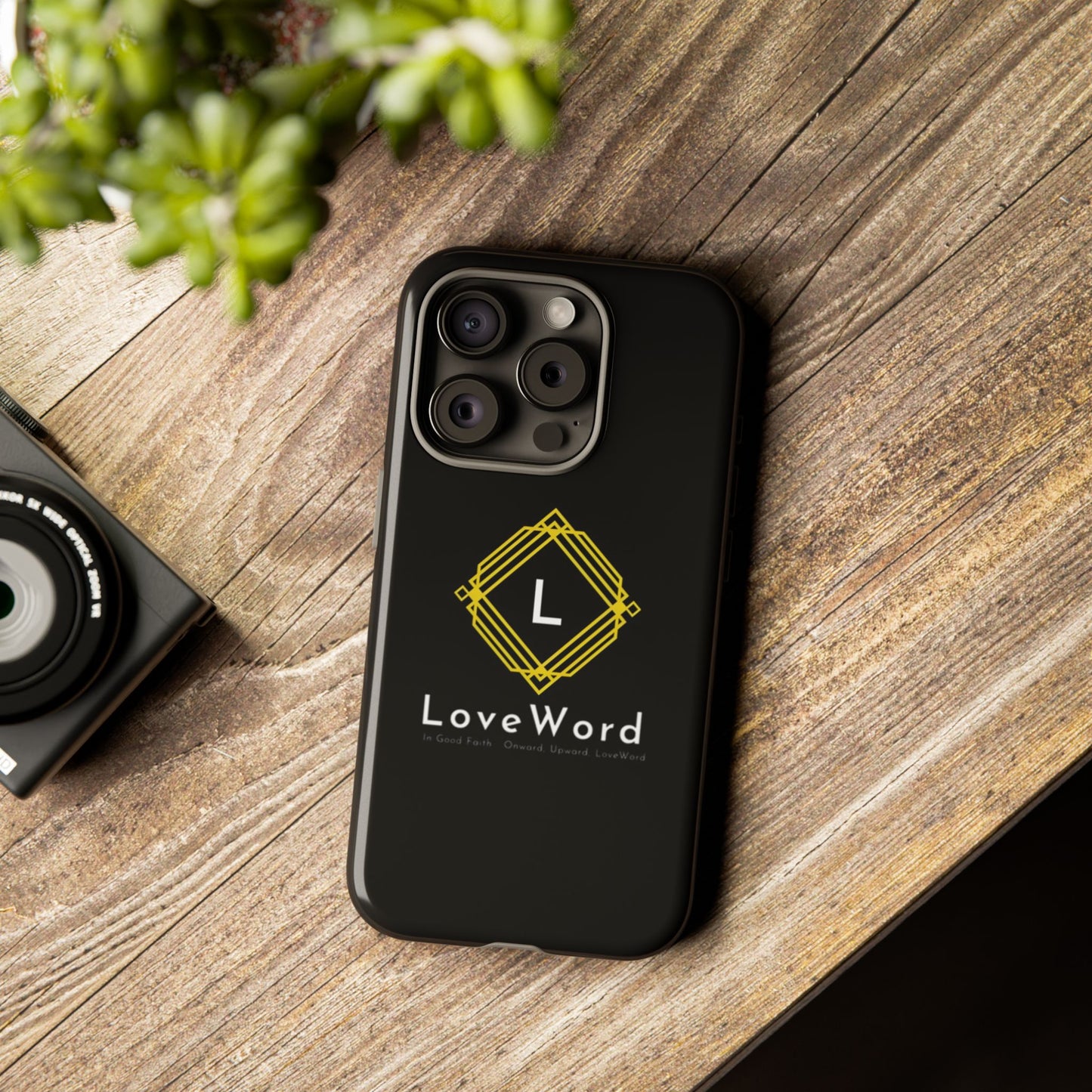 LoveWord Monogram Tough Phone Case — Black Protective iPhone Cover