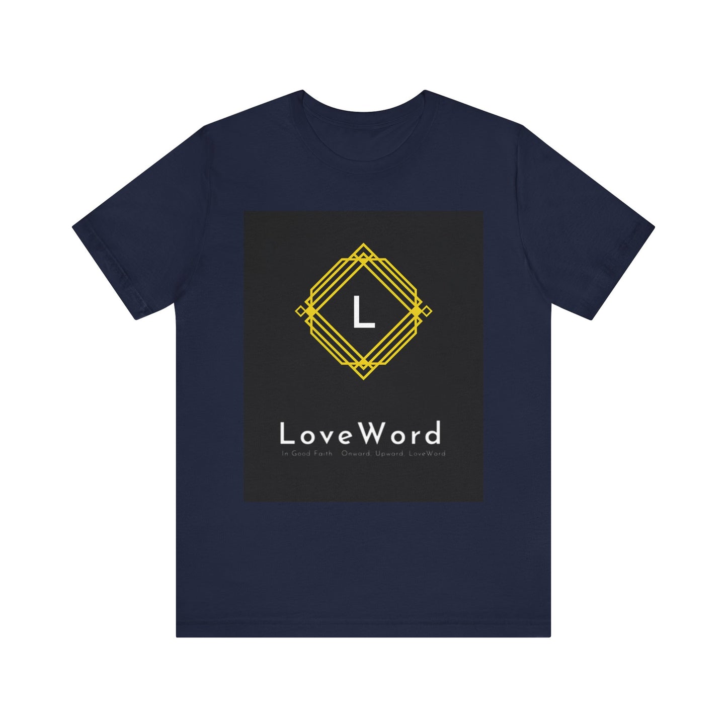 LoveWord Monogram Tee — Geometric Gold Emblem T‑Shirt