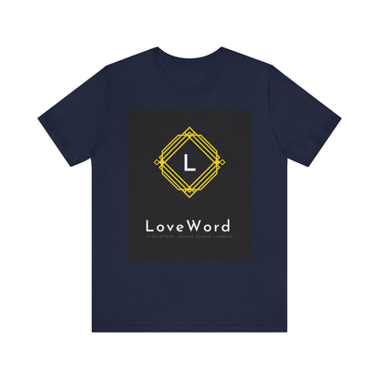 LoveWord Monogram Tee — Geometric Gold Emblem T‑Shirt