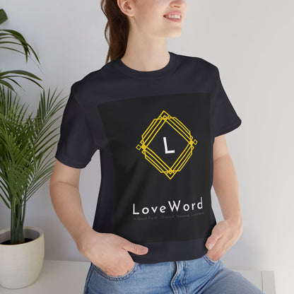 LoveWord Monogram Tee — Geometric Gold Emblem T‑Shirt