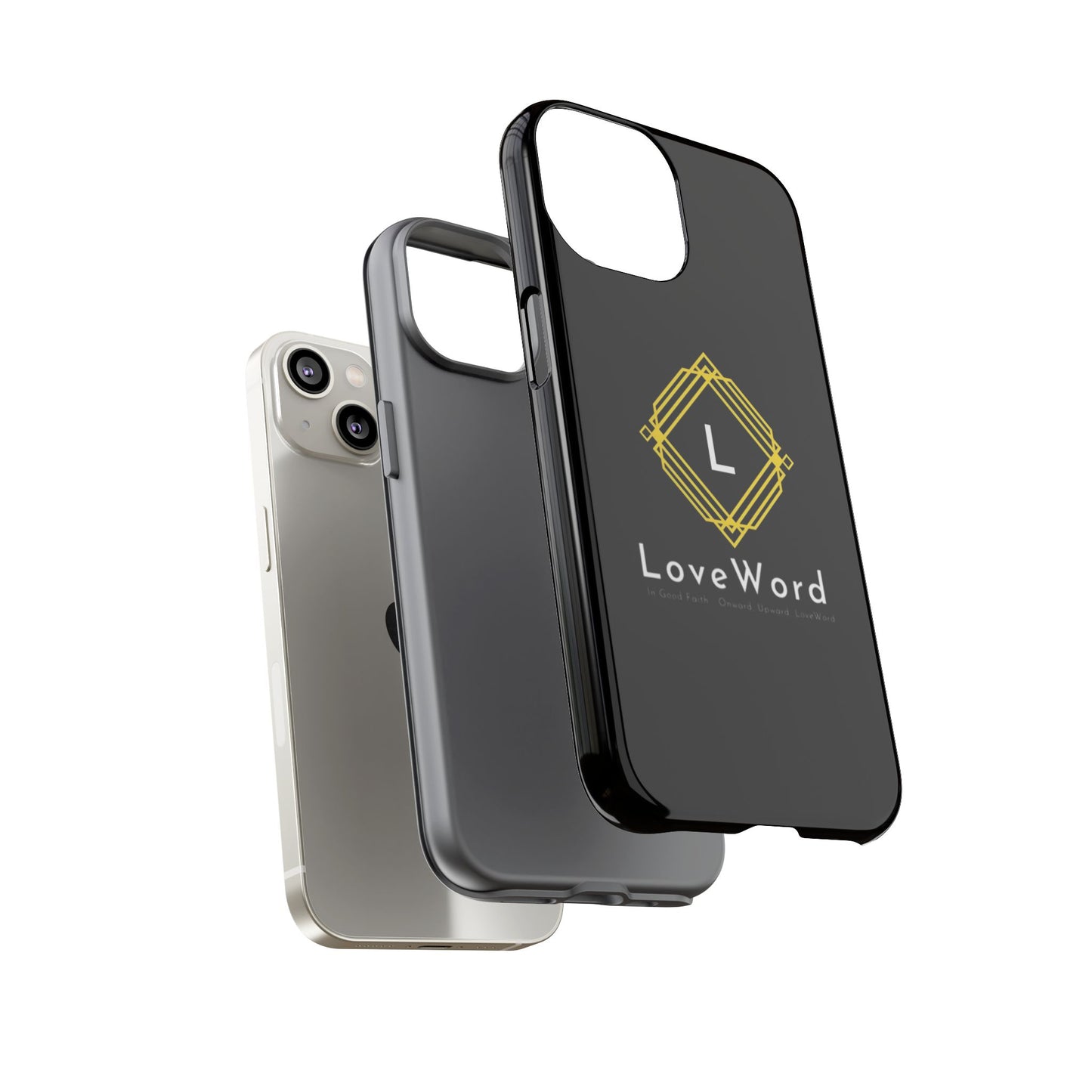 LoveWord Monogram Tough Phone Case — Black Protective iPhone Cover