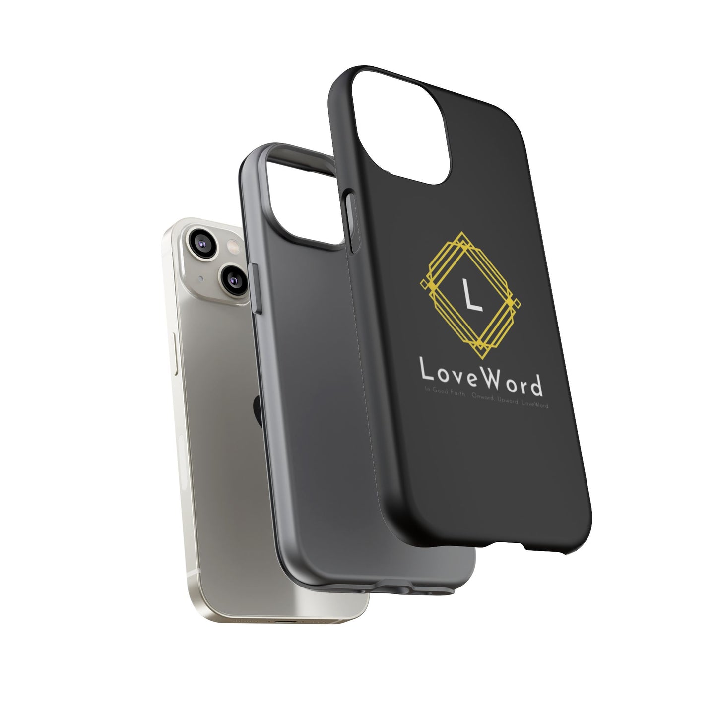 LoveWord Monogram Tough Phone Case — Black Protective iPhone Cover