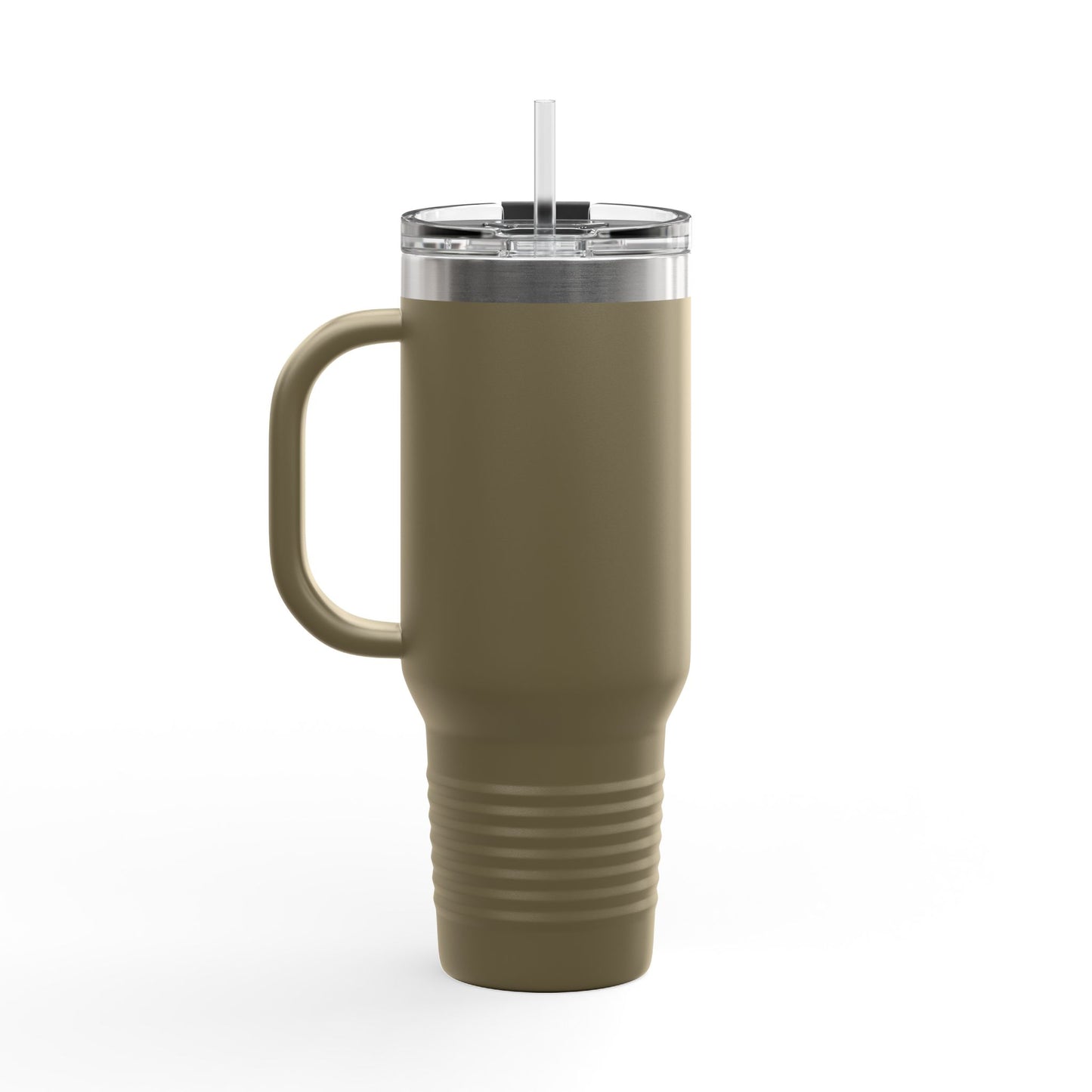 40oz Insulated Travel Mug with LoveWord Logo — Large Spill‑Resistant Tumbler with Straw & Handle