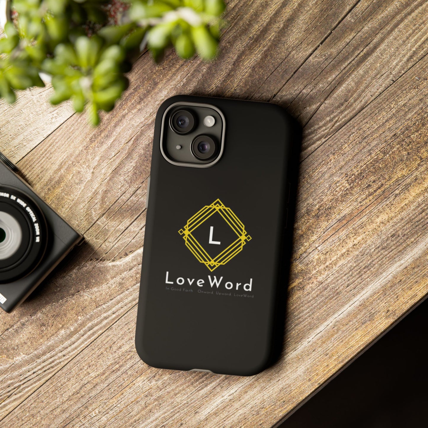 LoveWord Monogram Tough Phone Case — Black Protective iPhone Cover