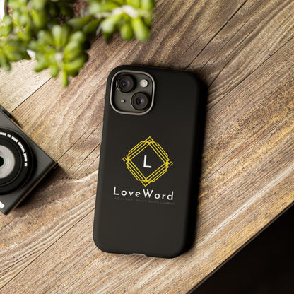 LoveWord Monogram Tough Phone Case — Black Protective iPhone Cover