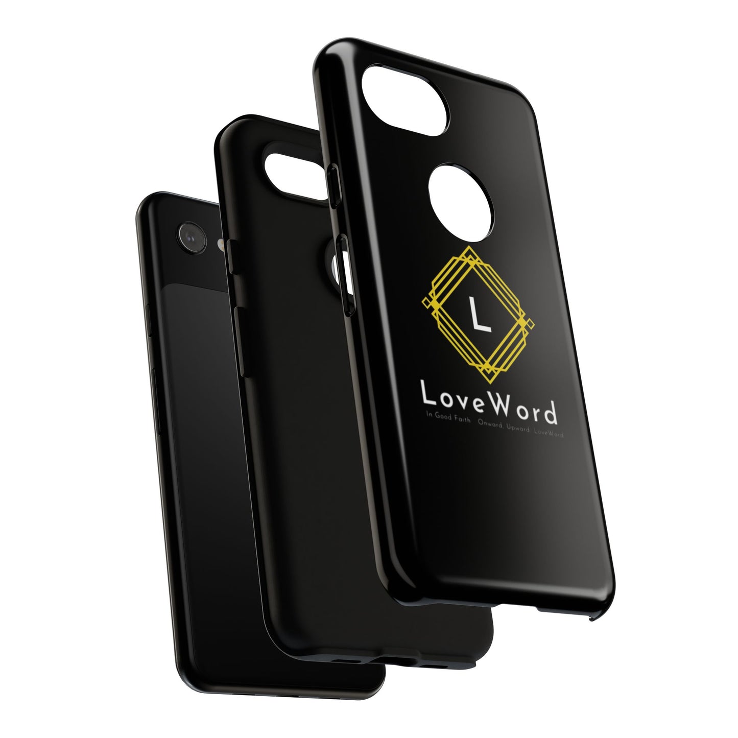 LoveWord Monogram Tough Phone Case — Black Protective iPhone Cover