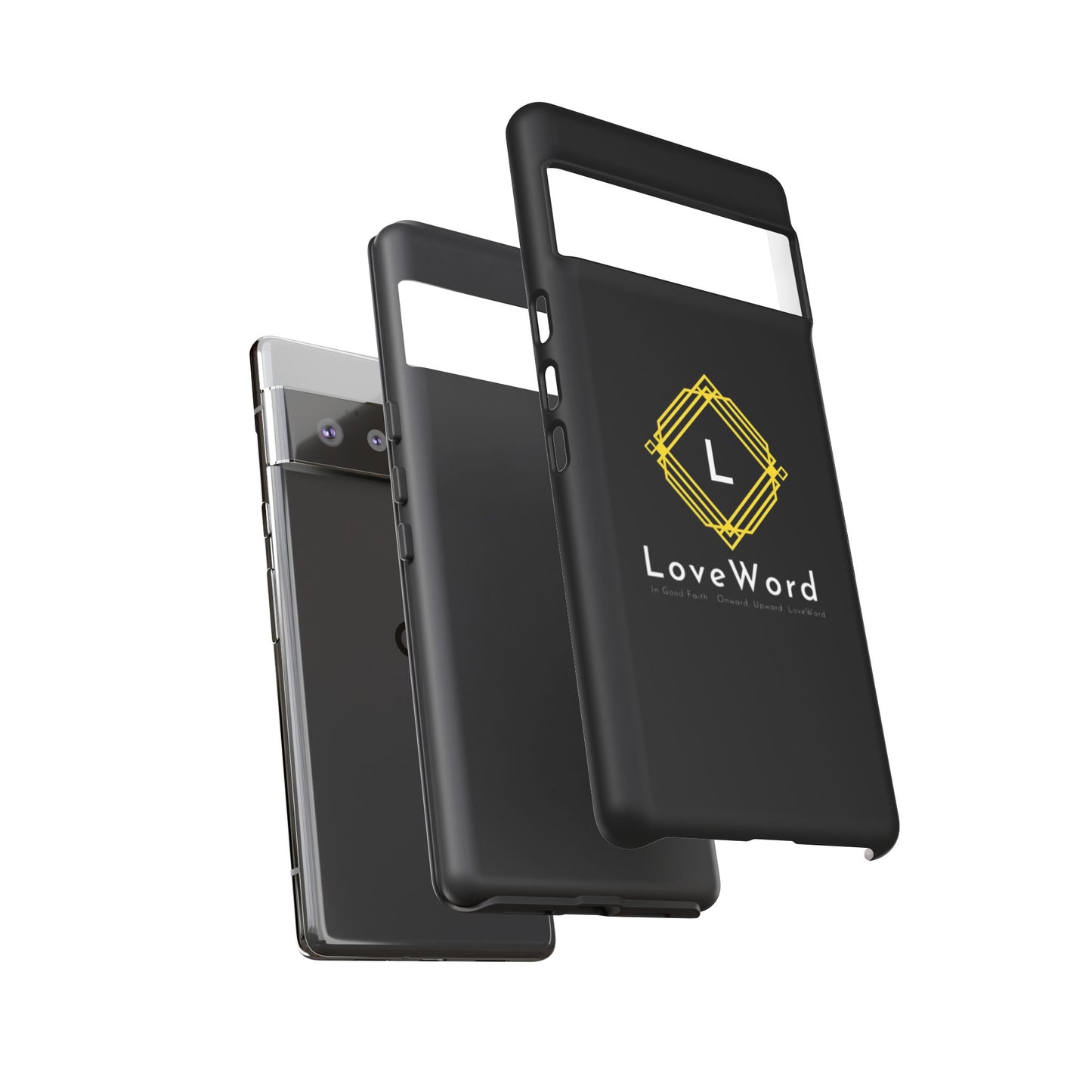 LoveWord Monogram Tough Phone Case — Black Protective iPhone Cover