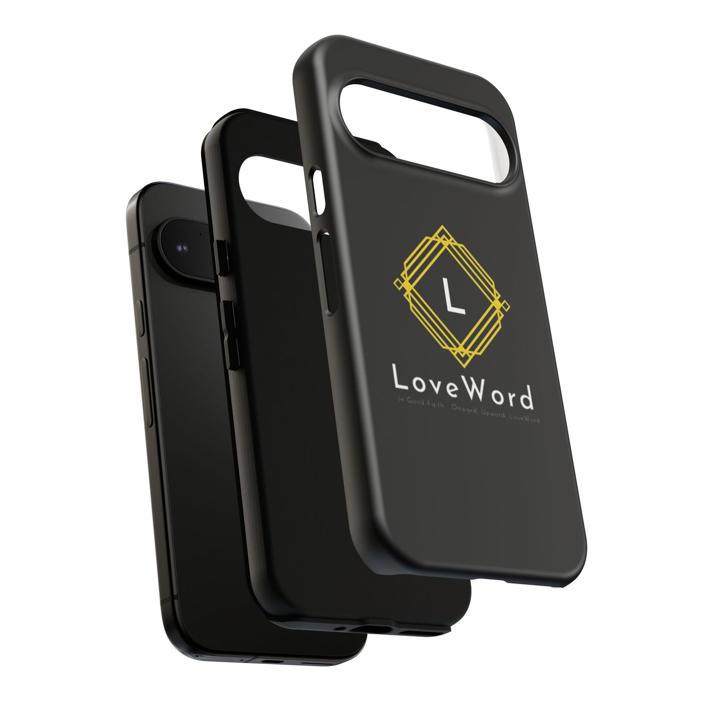 LoveWord Monogram Tough Phone Case — Black Protective iPhone Cover