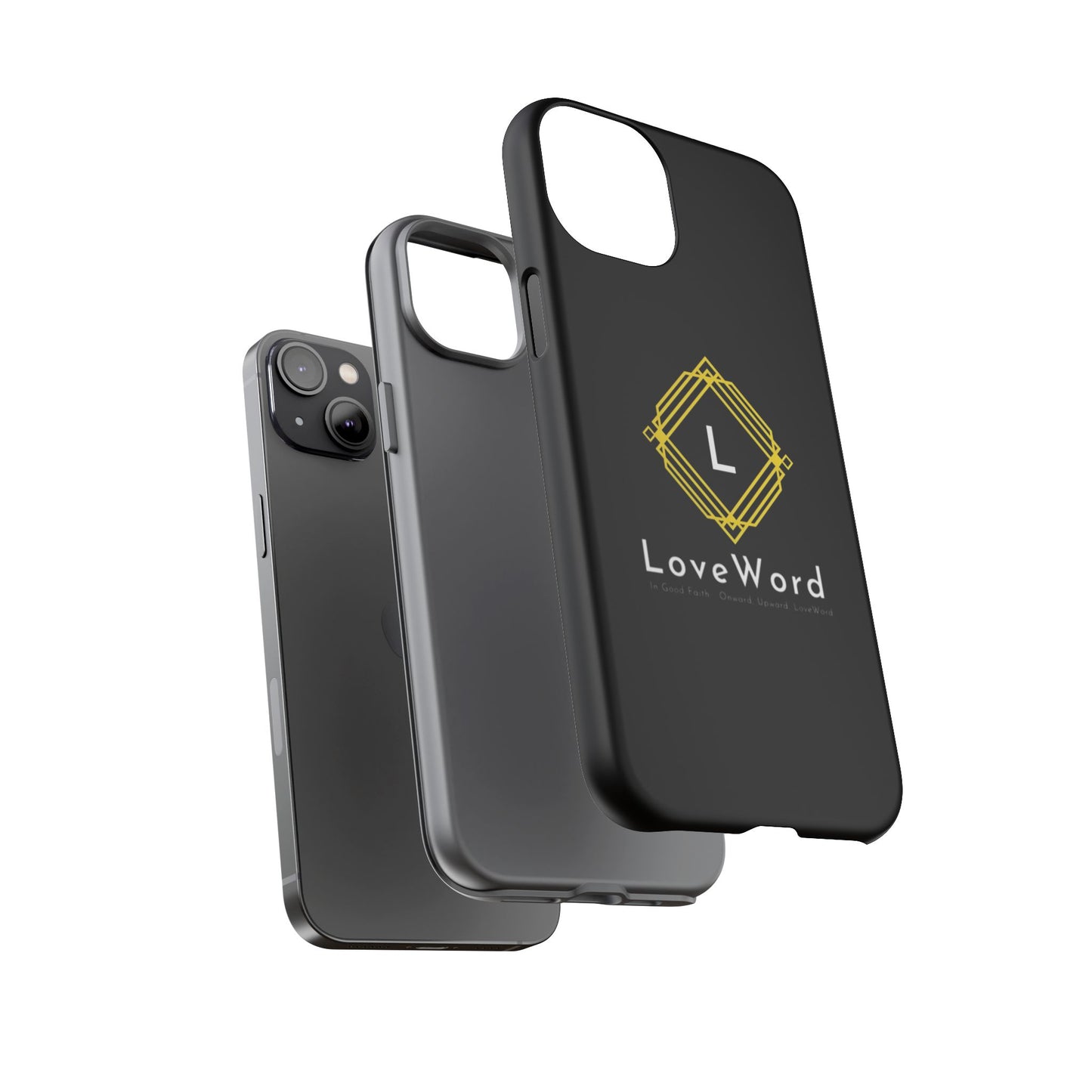 LoveWord Monogram Tough Phone Case — Black Protective iPhone Cover
