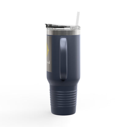 40oz Insulated Travel Mug with LoveWord Logo — Large Spill‑Resistant Tumbler with Straw & Handle