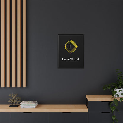 Framed Matte Canvas Art – LoveWord Gold Emblem on Black