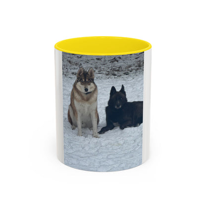 Wolf Pair Accent Coffee Mug  Photo Mug with Huskies in Snow (11/15 oz)