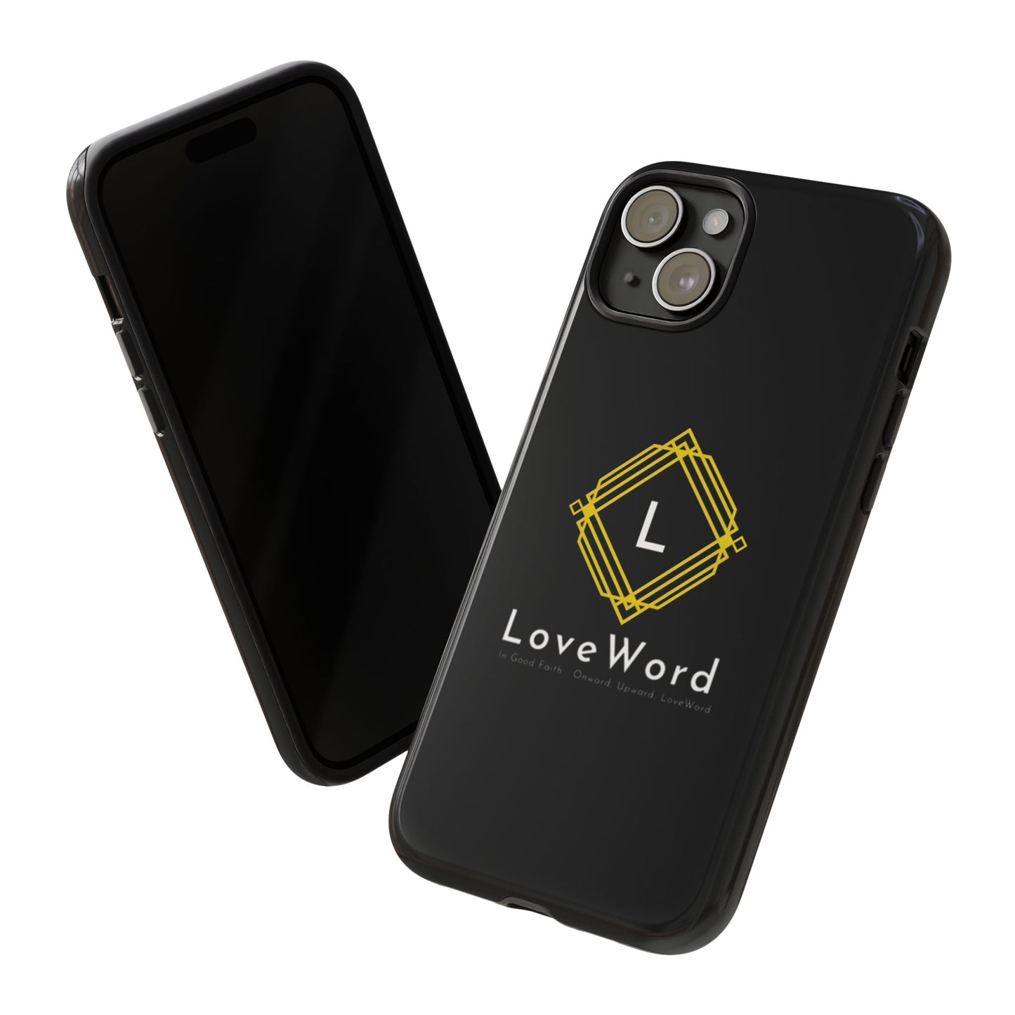 LoveWord Monogram Tough Phone Case — Black Protective iPhone Cover