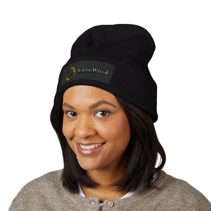 Embroidered 'LoveWord' Logo Cuffed Beanie