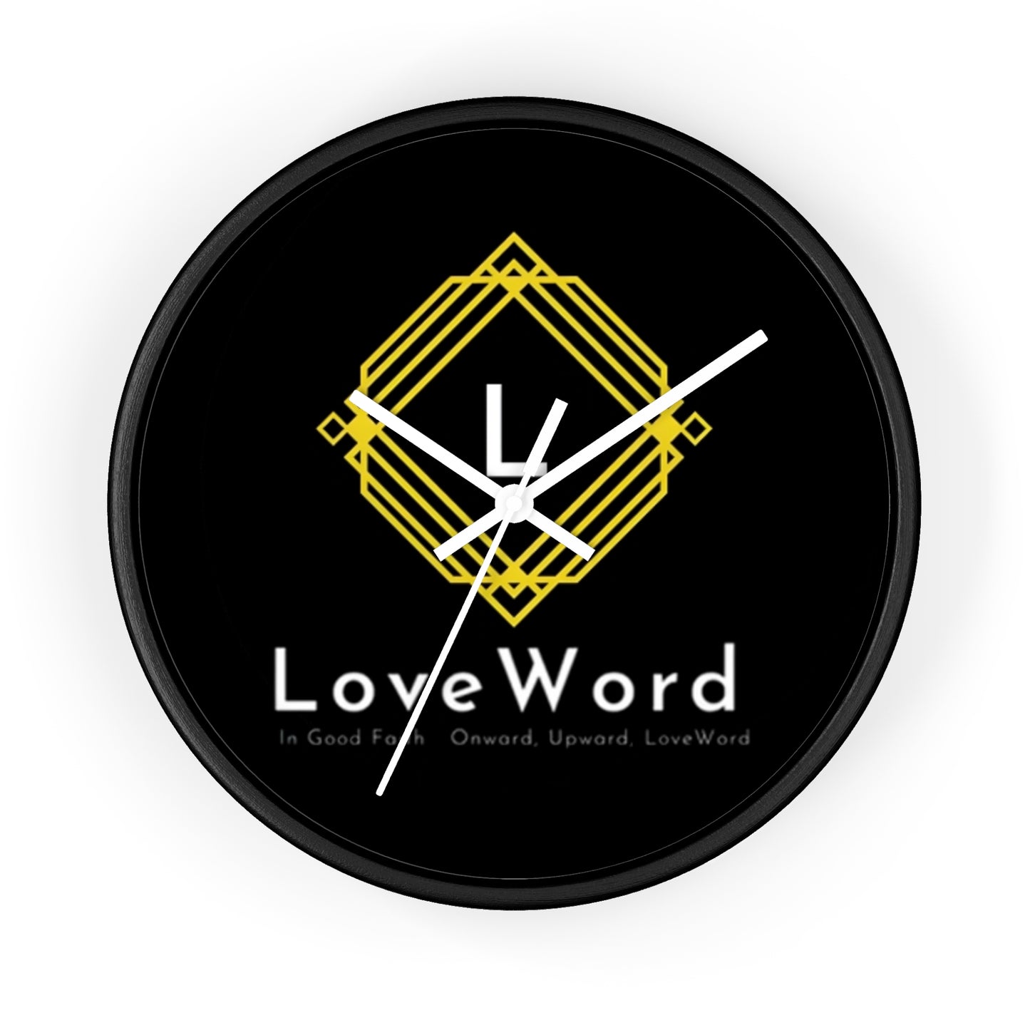 LoveWord Logo Wall Clock — Modern Black & Gold Decorative Clock