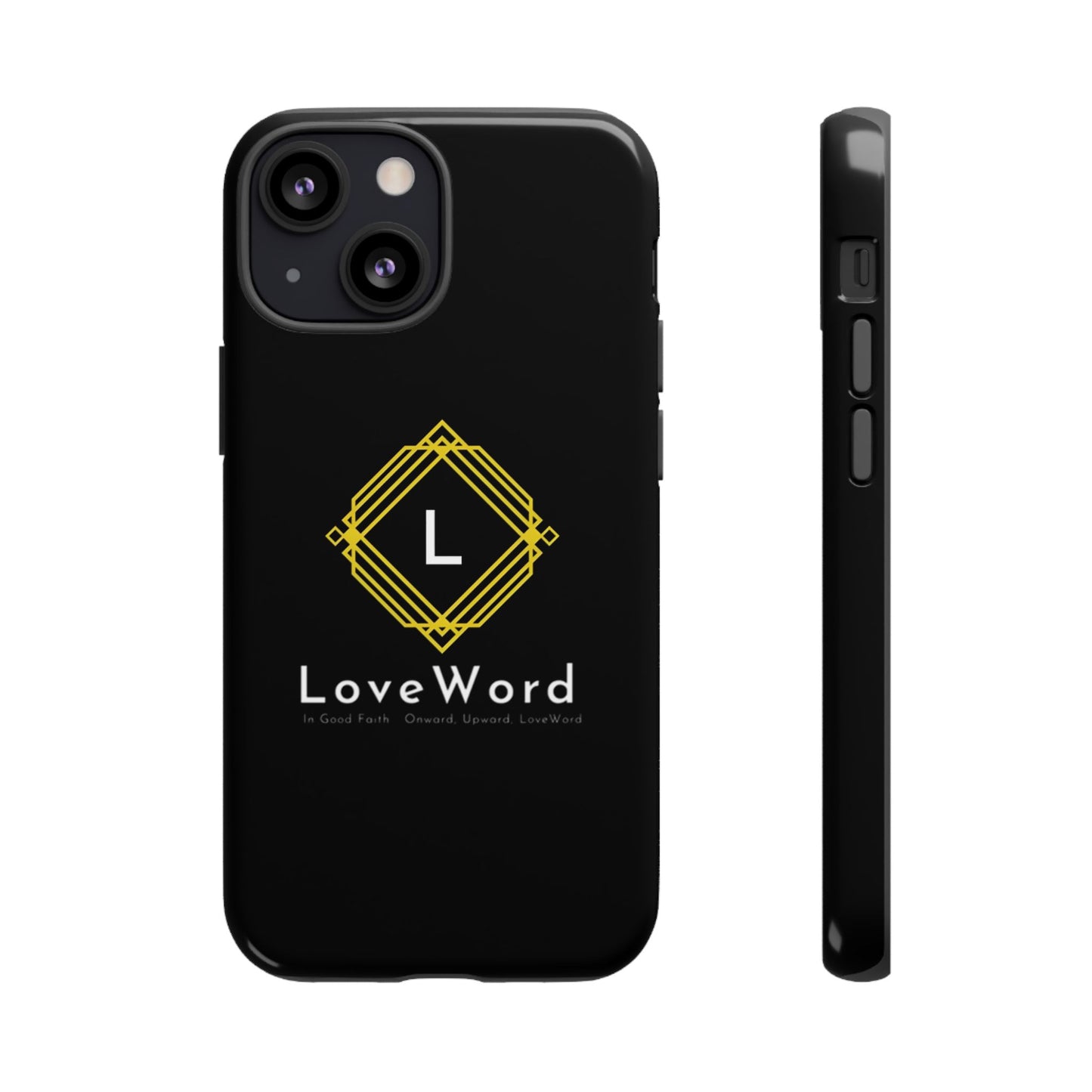 LoveWord Monogram Tough Phone Case — Black Protective iPhone Cover