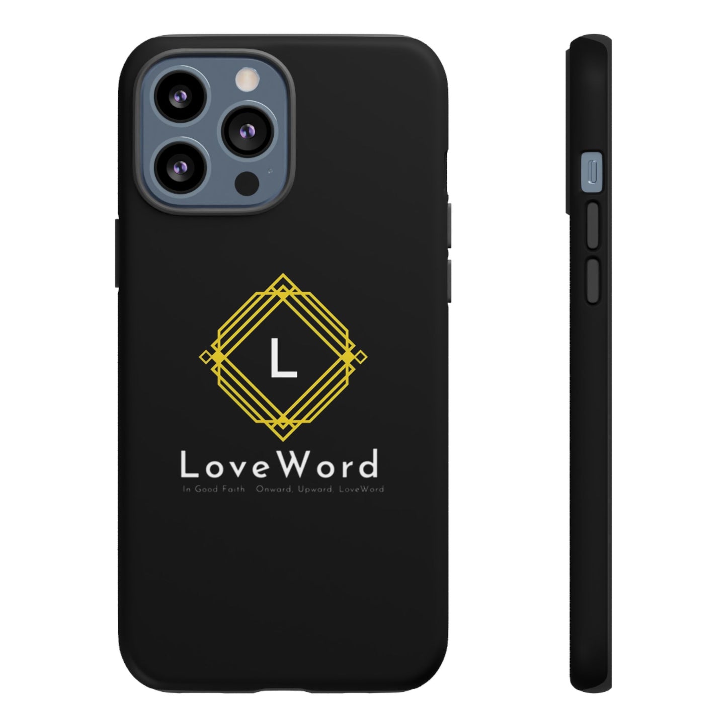 LoveWord Monogram Tough Phone Case — Black Protective iPhone Cover