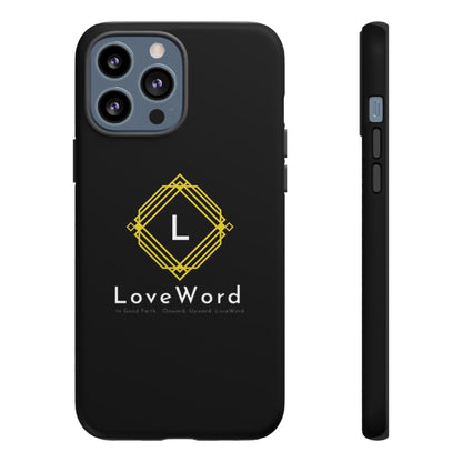 LoveWord Monogram Tough Phone Case — Black Protective iPhone Cover