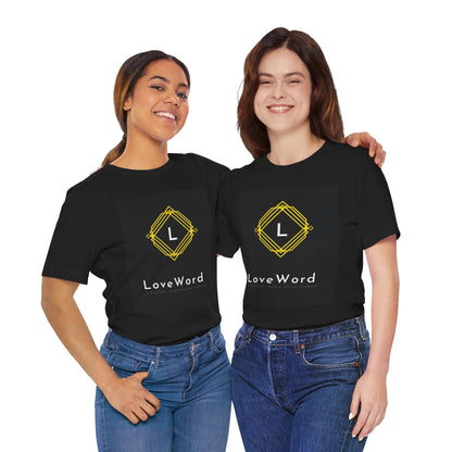 LoveWord Monogram Tee — Geometric Gold Emblem T‑Shirt