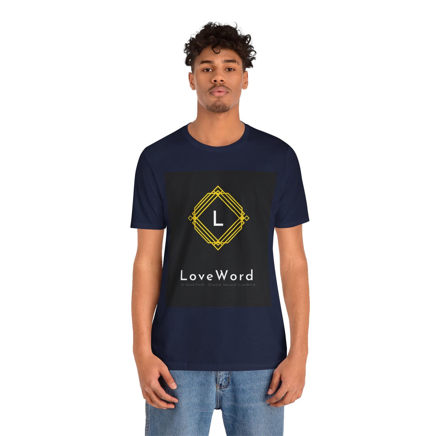 LoveWord Monogram Tee — Geometric Gold Emblem T‑Shirt
