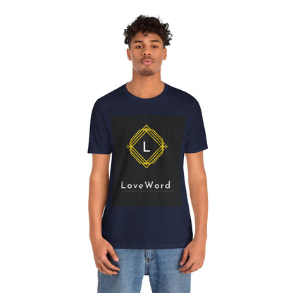 LoveWord Monogram Tee — Geometric Gold Emblem T‑Shirt