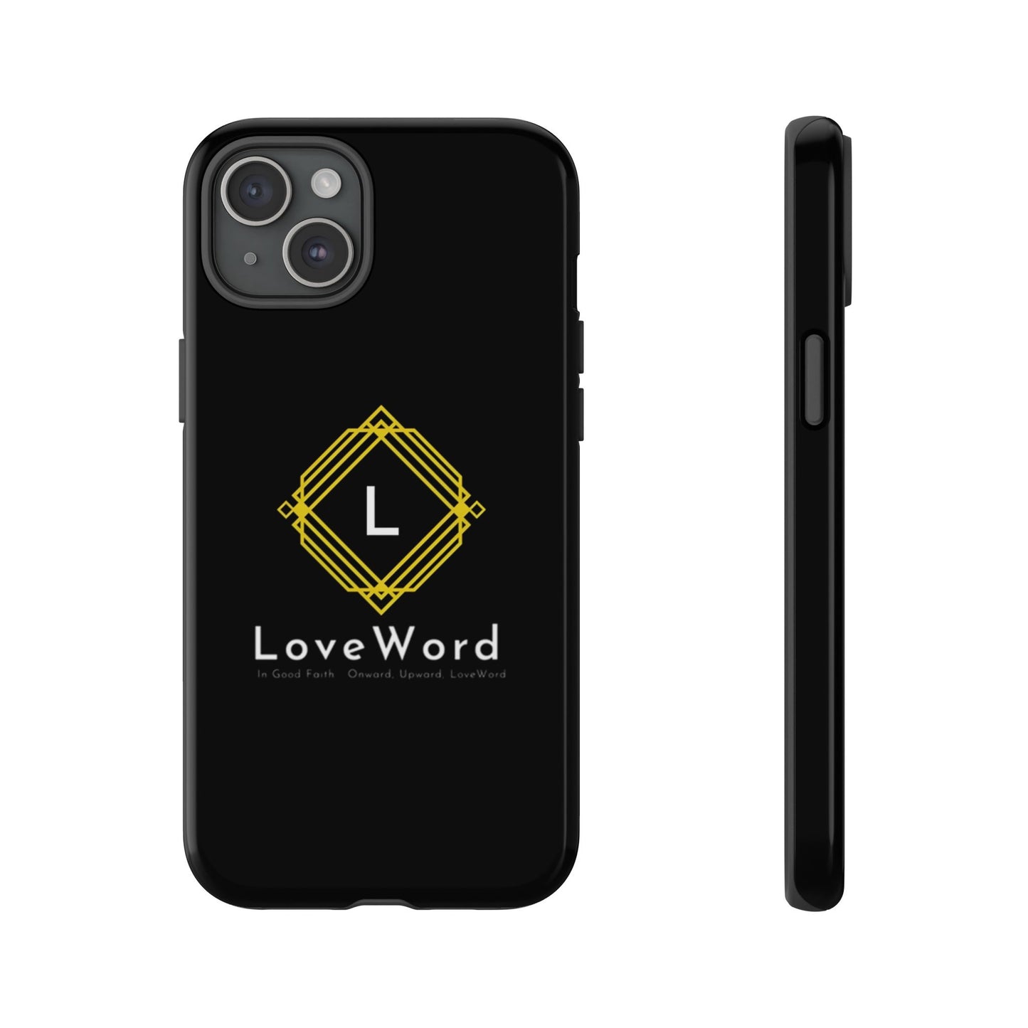LoveWord Monogram Tough Phone Case — Black Protective iPhone Cover