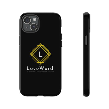 LoveWord Monogram Tough Phone Case — Black Protective iPhone Cover