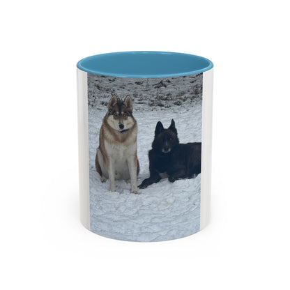 Wolf Pair Accent Coffee Mug  Photo Mug with Huskies in Snow (11/15 oz)