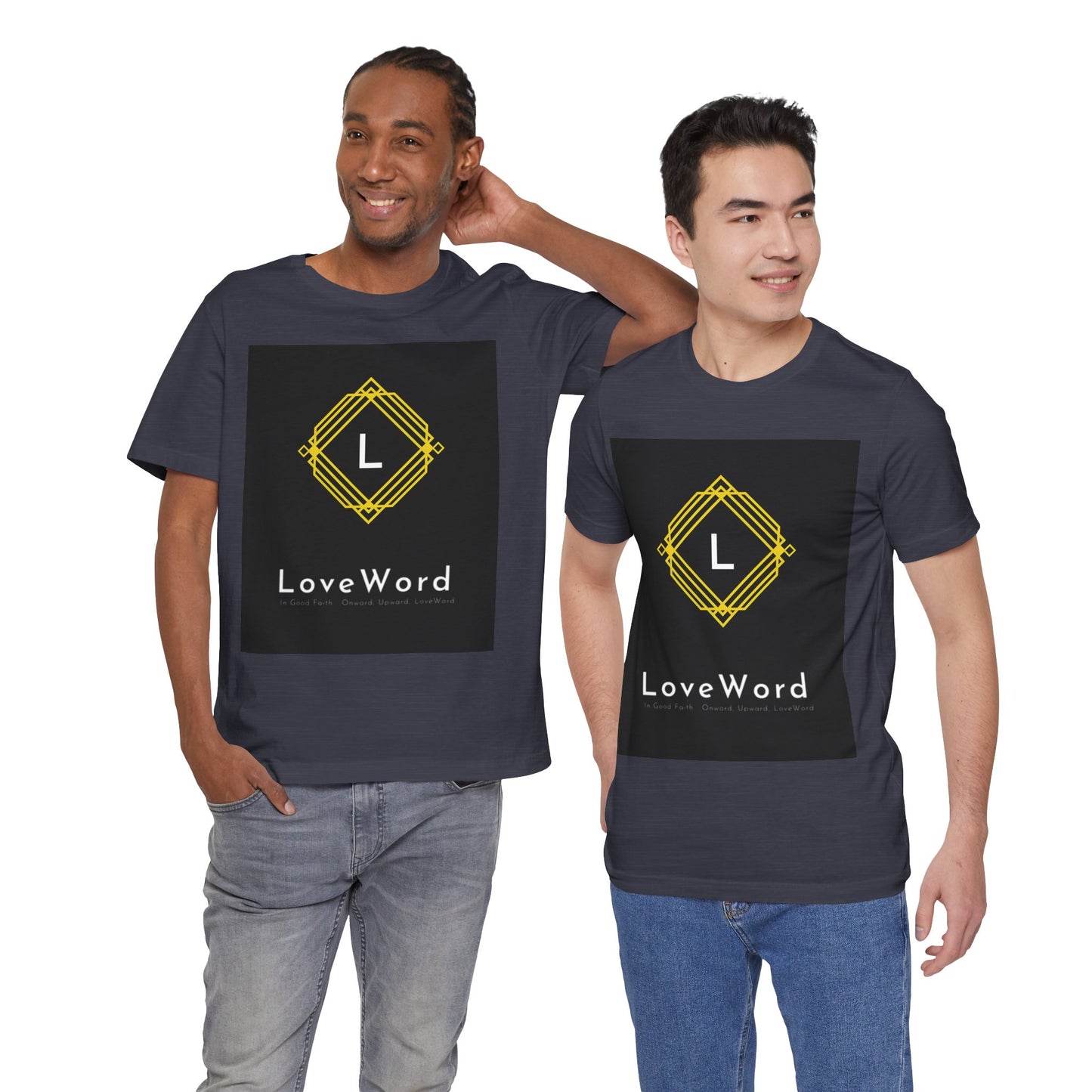 LoveWord Monogram Tee — Geometric Gold Emblem T‑Shirt
