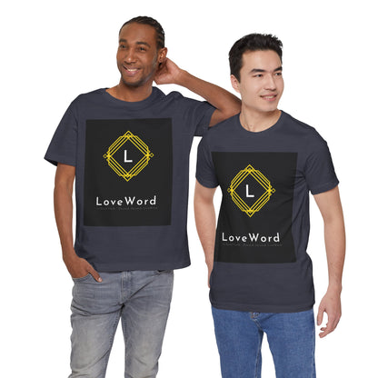 LoveWord Monogram Tee — Geometric Gold Emblem T‑Shirt