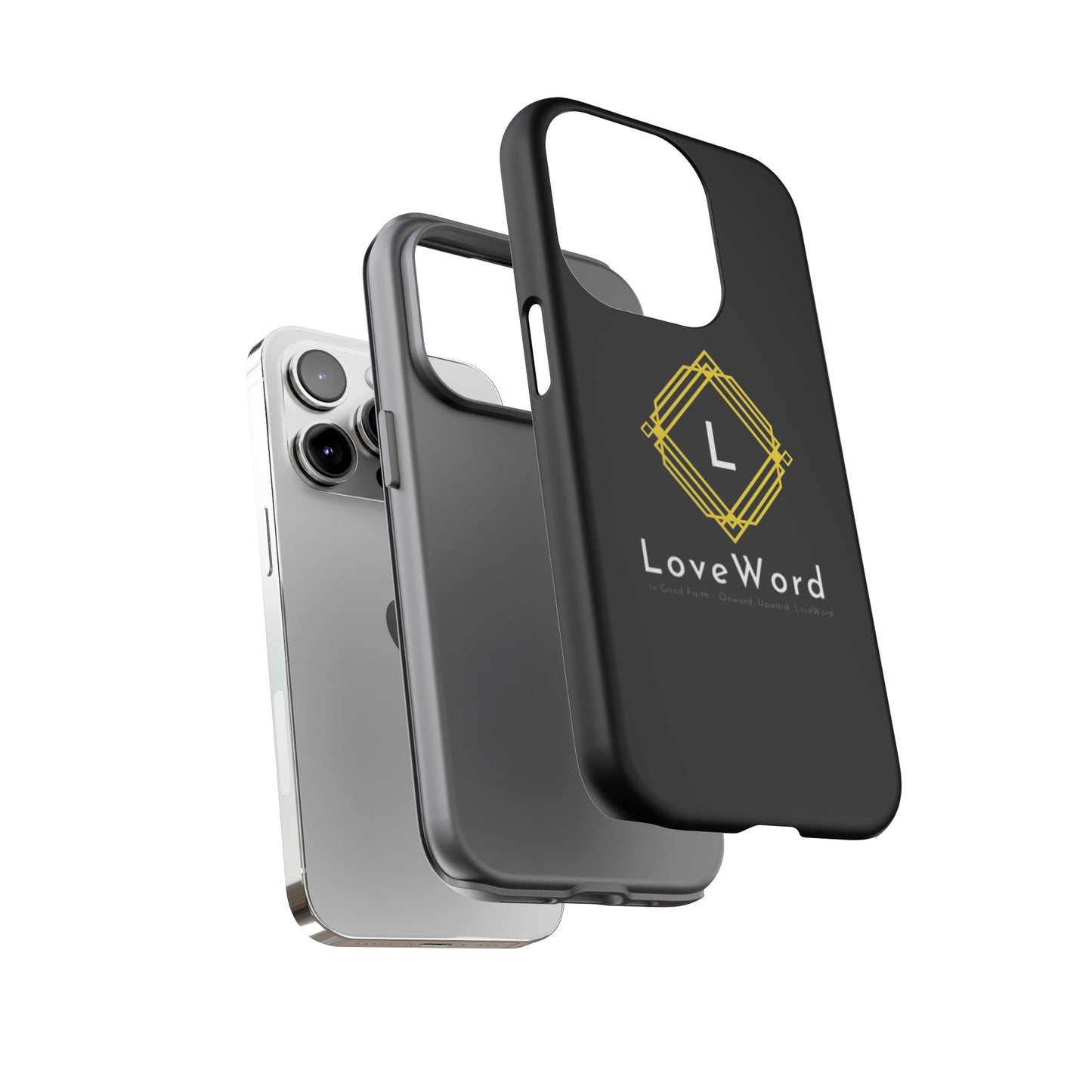 LoveWord Monogram Tough Phone Case — Black Protective iPhone Cover