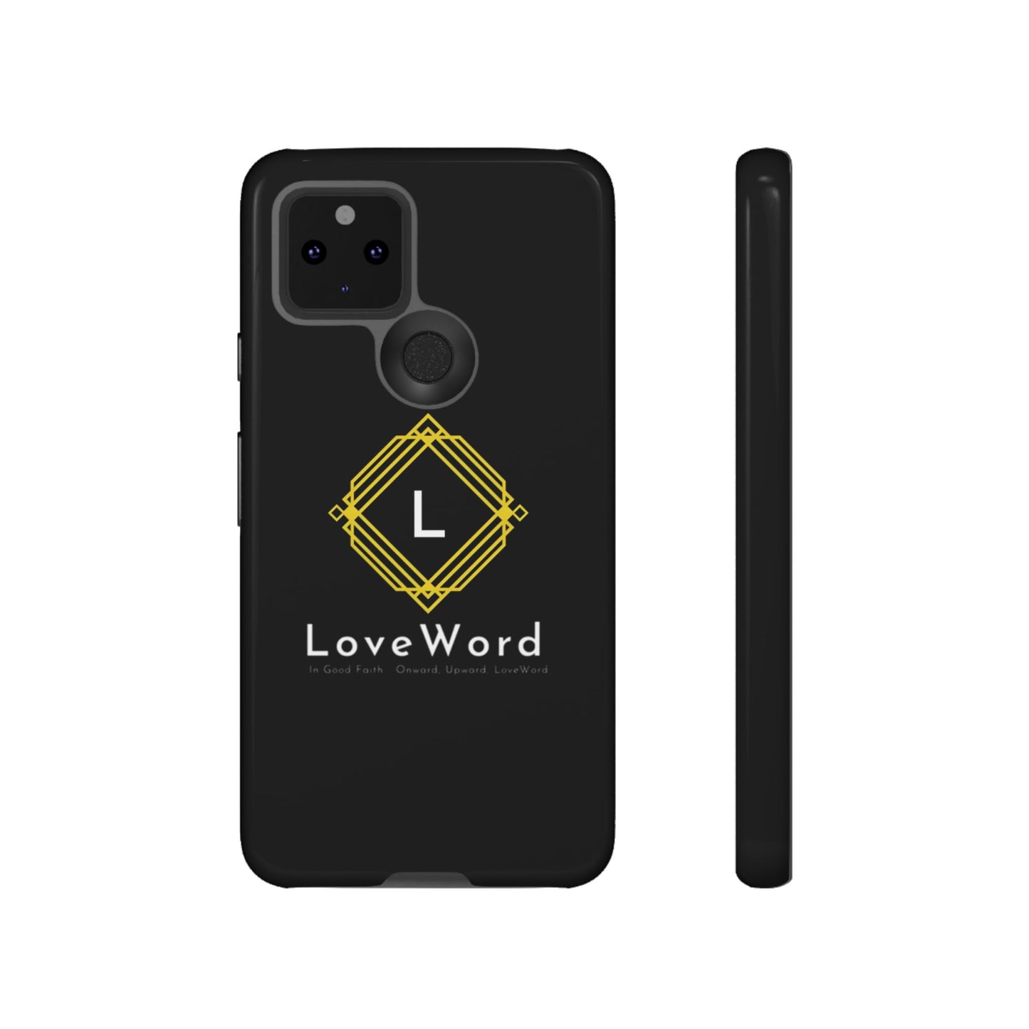 LoveWord Monogram Tough Phone Case — Black Protective iPhone Cover