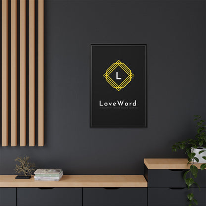 Framed Matte Canvas Art – LoveWord Gold Emblem on Black