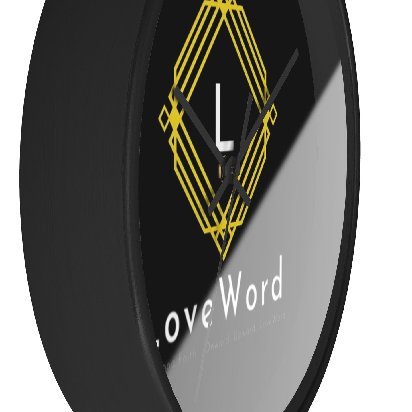 LoveWord Logo Wall Clock — Modern Black & Gold Decorative Clock