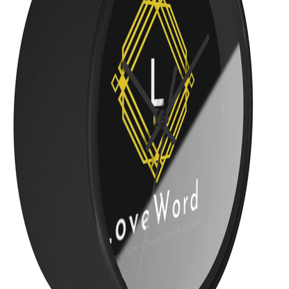 LoveWord Logo Wall Clock — Modern Black & Gold Decorative Clock
