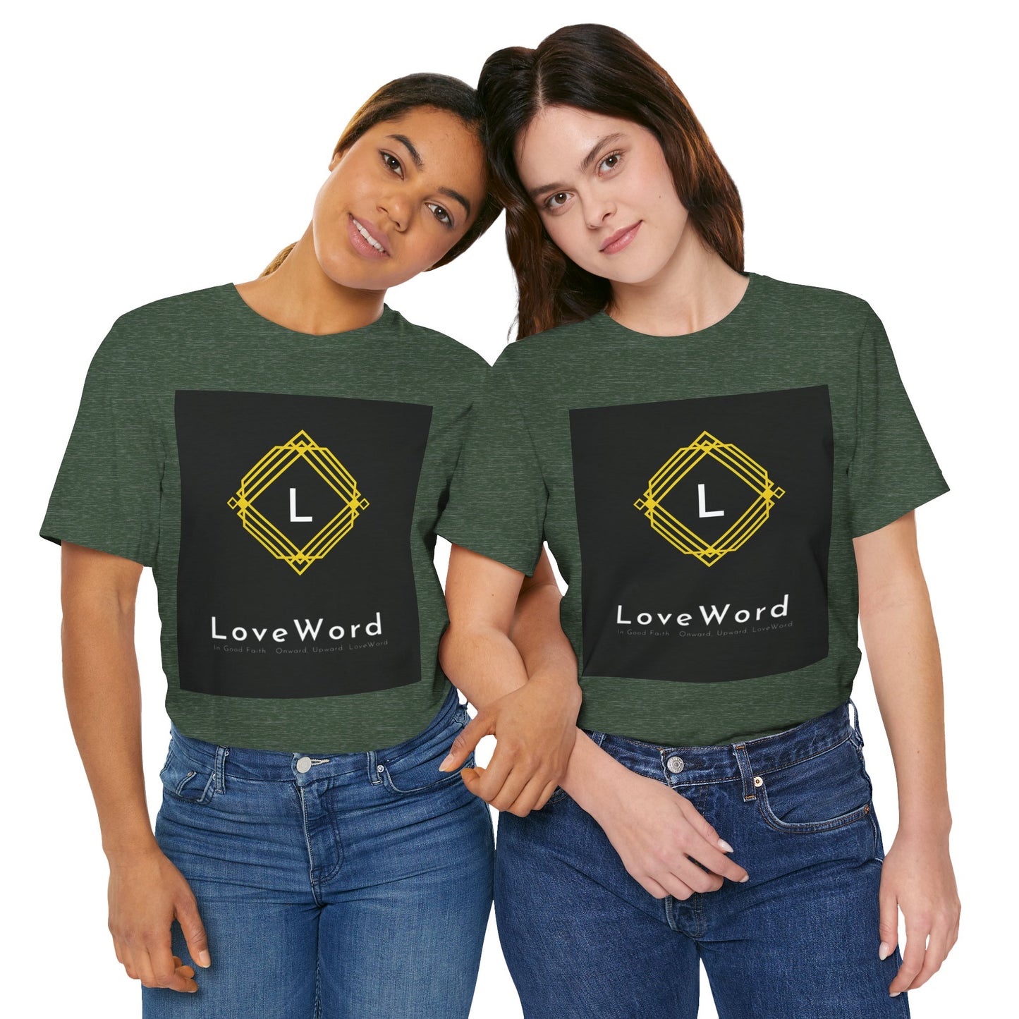 LoveWord Monogram Tee — Geometric Gold Emblem T‑Shirt