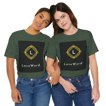 LoveWord Monogram Tee — Geometric Gold Emblem T‑Shirt