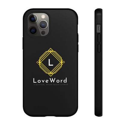 LoveWord Monogram Tough Phone Case — Black Protective iPhone Cover