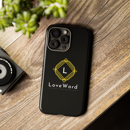LoveWord Monogram Tough Phone Case — Black Protective iPhone Cover