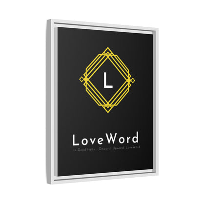 Framed Matte Canvas Art – LoveWord Gold Emblem on Black