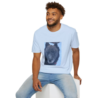Wolf Face T‑Shirt  Frosty Snow Dog Portrait Tee