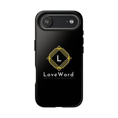 LoveWord Monogram Tough Phone Case — Black Protective iPhone Cover