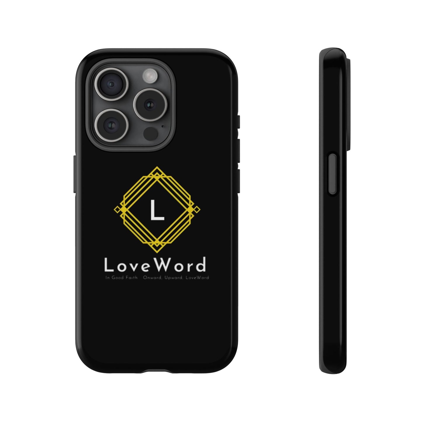 LoveWord Monogram Tough Phone Case — Black Protective iPhone Cover