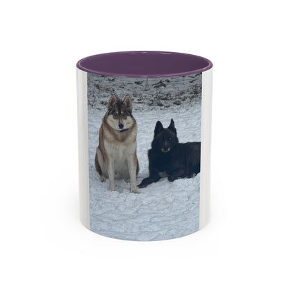 Wolf Pair Accent Coffee Mug  Photo Mug with Huskies in Snow (11/15 oz)