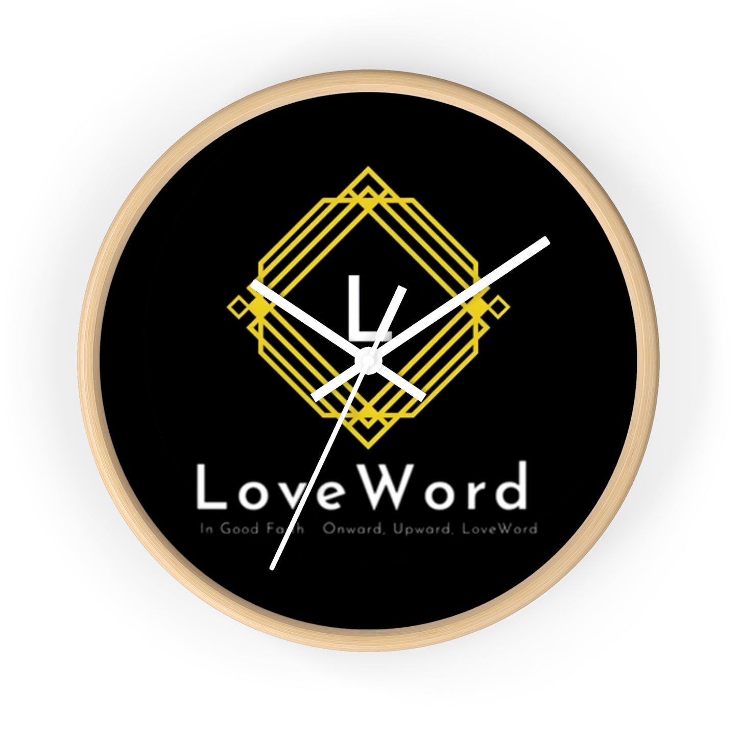 LoveWord Logo Wall Clock — Modern Black & Gold Decorative Clock