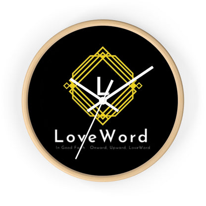 LoveWord Logo Wall Clock — Modern Black & Gold Decorative Clock