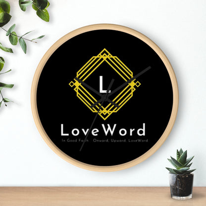 LoveWord Logo Wall Clock — Modern Black & Gold Decorative Clock