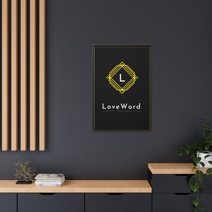 Framed Matte Canvas Art – LoveWord Gold Emblem on Black