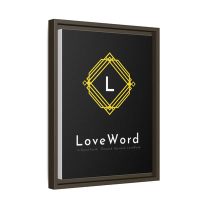 Framed Matte Canvas Art – LoveWord Gold Emblem on Black
